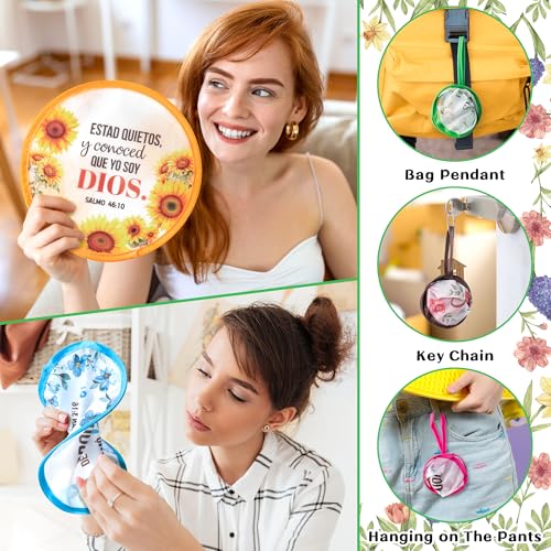 R HORSE 50Pcs Spanish Christian Fans Bulk Flower Folding Handheld Fan Gifts - color: Spanish Flower