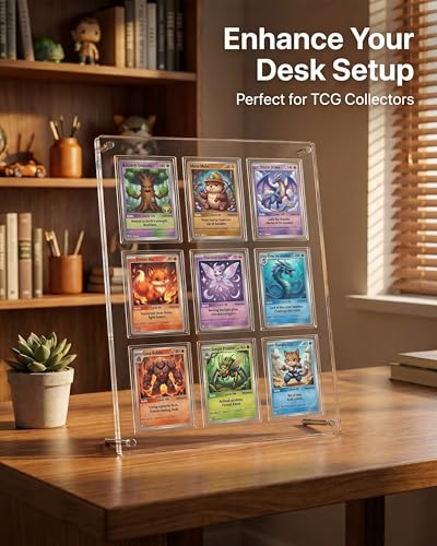 9-Card Acrylic Trading Card Display Frame with Slim UV Card Holders - size: 9 Cards Small