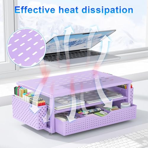 gianotter Monitor Stand with Drawer and 2 Pen Holders - color: Purple