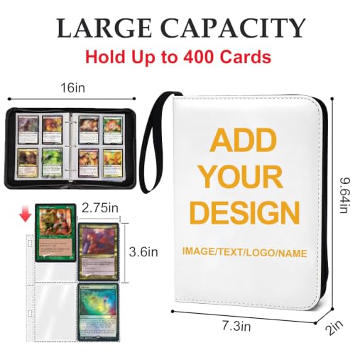 400 Pockets Custom Card Binder, Portable Waterproof PU Storage Album,WH67 - color: Custom-400, size: 4 Pocket