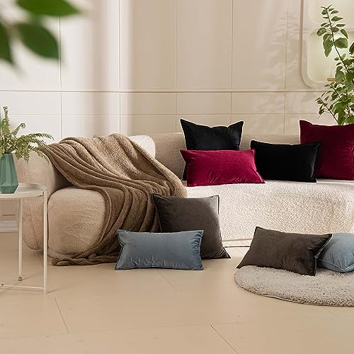 JUSPURBET Velvet Lumbar Throw Pillow Covers 14x24 Inches Set of 2,Ash - color: Ash, size: 24" x 14" (Pack of 2)