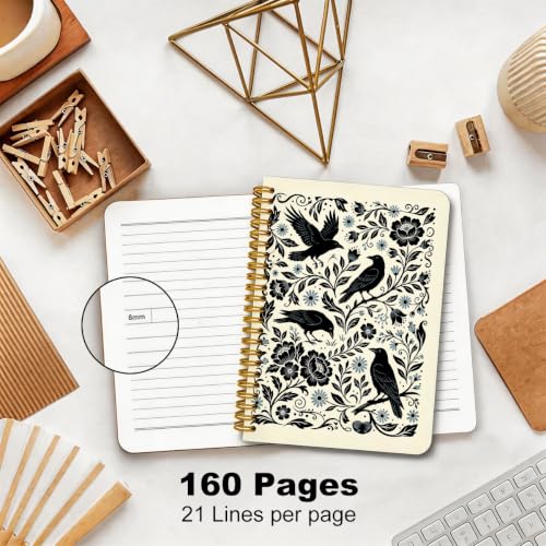 2 Pcs Gothic Crow A5 Spiral Notebook, Witch Journal Notebook for Women - color: Multicolour 0202