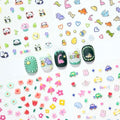 Okiyomi Dinosaur Nail Stickers for Kids, 3D Kawaii, 4 Sheets, 292 Decals - color: 5d Dinos