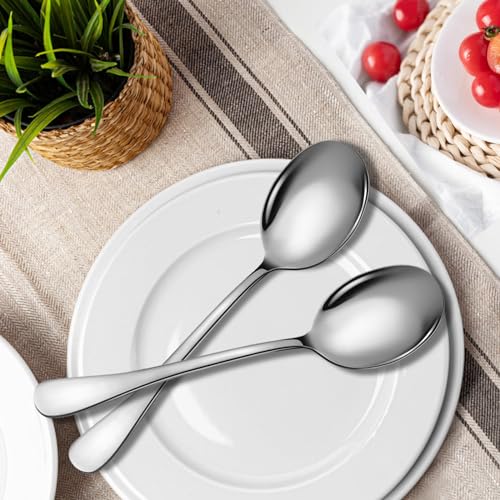 Serving Spoons Set, 8PCS, 10-Inch, Includes 8 Large Spoons - color: Silver, size: 8 Pieces (Large Only)