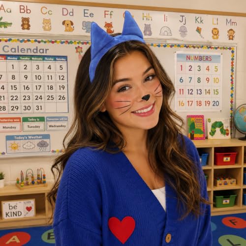 Blue Cat Ears Headband Kitty Ears School Project Head Pieces Party Favors - color: Blue Cat