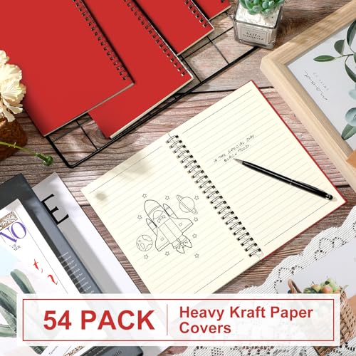 Yahenda 54 Pcs Spiral Notebooks, 1 Subject, Wide Ruled, Red - color: Red