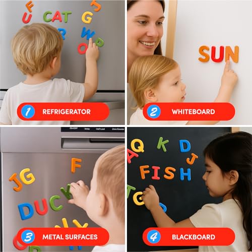 JoyCat Soft Silicone Magnetic Alphabet Letters, 26 Uppercase(Vibrant Color) - color: Vibrant Color