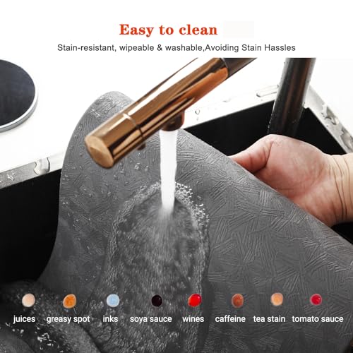 Gray Vinyl Placemats Set of 6 Waterproof Wipeable Table Mats - color: Gray