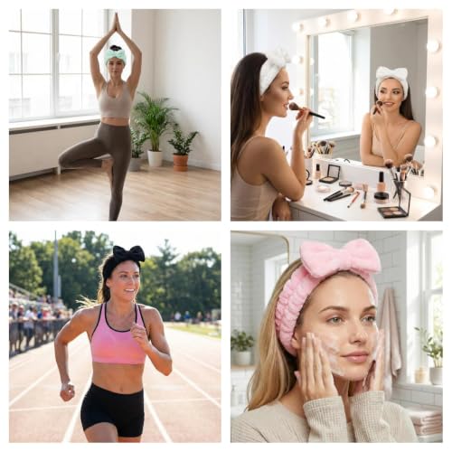 24 Pieces Spa Headband Facial Makeup Bow Hairband Women Face Wash