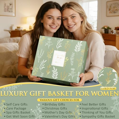 Birthday Gifts for Women, Spa Self Care Package Get Well Soon Gift Baskets - color: Sage Green - Eucalyptus Mint