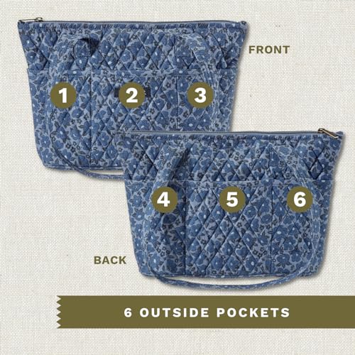 Bella Taylor Small Tote, Quilted Shoulder Bag for Women - color: Navy Floral