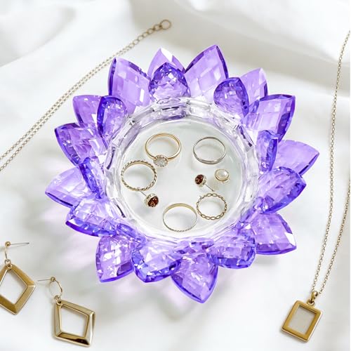 Crystal Flower Jewelry Tray, 1, 6.3" Purple - size: 6.3"(W)- Purple
