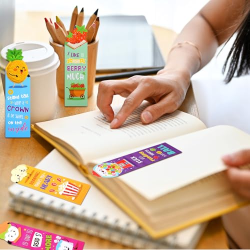 Eersida 30 Pcs Scented Bookmarks for Kids, Fruit Food 10 Styles