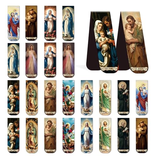 Wxiben 48 Pcs Catholic Saint Magnetic Bookmark Prayer Book Mark Page Clip - style: Catholic