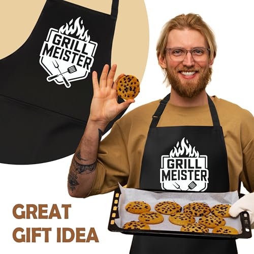 Grill Meister Funny Aprons for Men with 2 Pockets, Cooking Apron for Dad, Gag Gifts for Men, Adjustable BBQ Grilling Apron for Husband, Chef Kitchen Gifts for Birthday & Father’s Day - A15 - color: Grill Meister 4