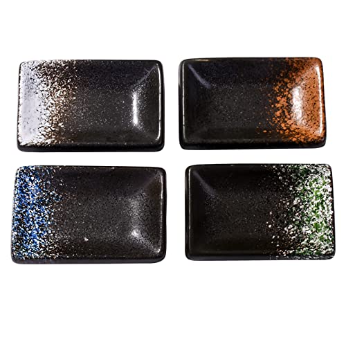 Ceramic Dipping Sauce Dish Set of 4, 3.35'' Rectangular Small Sushi Bowls - color: FX
