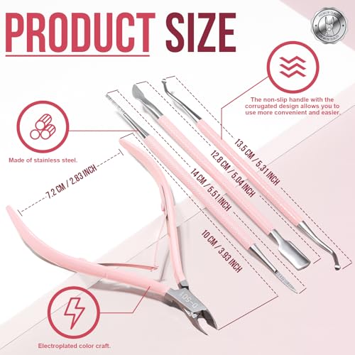 FANDAMEI Cuticle Trimmer, Cuticle Kit, Cuticle Pusher, Cuticle Nippers - color: Pink