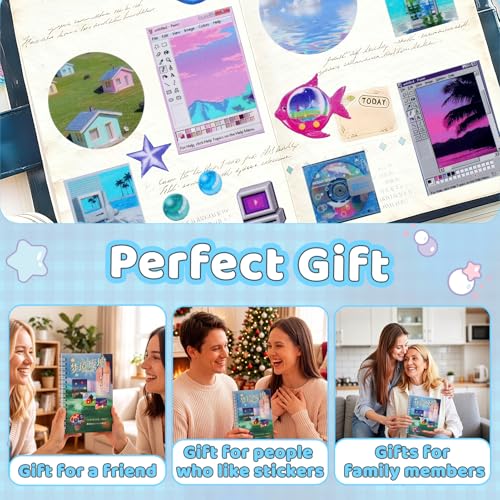 800Pcs Japanese Sticker Book for Journaling Adult, Cute Scrapbook Stickers - style: Ab 800Pcs Blue Dream