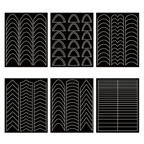 A Set of 6 Styles Black French Manicure Nail Art Stickers,French Manicure Strips Art Stickers Self-Adhesive Guides Art Stencil Tools for Designs,Nail Art Accessories