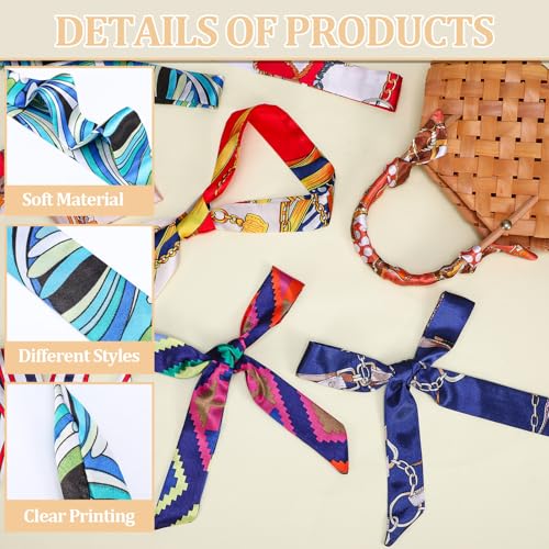 JATEBI Purse Scarf for Handbags 24 Pcs Women Head Scarf Set Narrow - color: Retro Multicolor