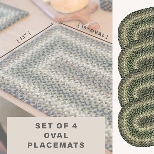 Homespice Pinecone Braided Placemats for Rustic Decor, Oval 13x19 Set of 4 - color: Pinecone