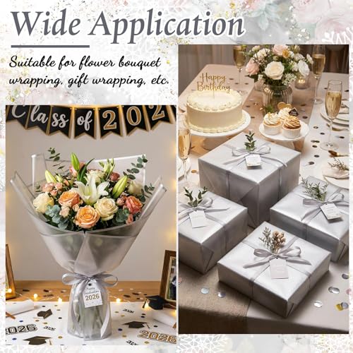 Ctosree 240Sheets Flower Wrapping Paper,Waterproof Korean Bouquet Wrap 23in - color: Silver