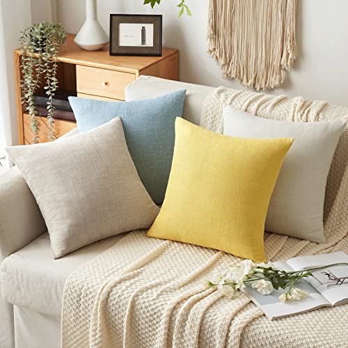 MIULEE Pack of 2 Decorative Linen Burlap Textured Pillow Covers Farmhouse Boho Accent Pillowcases Spring Home Decor for Couch Sofa Bedroom Living Room 16x16 Inch Taupe - color: Taupe, size: 16" x 16" (Pack of 2)