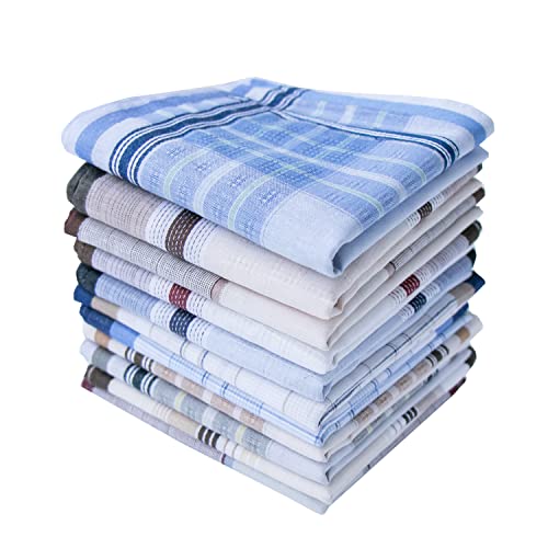 CoCoUSM Assorted Pack of Mens 100% Cotton Handkerchiefs Soft Hankies Pocket Squares - size: pack of 3