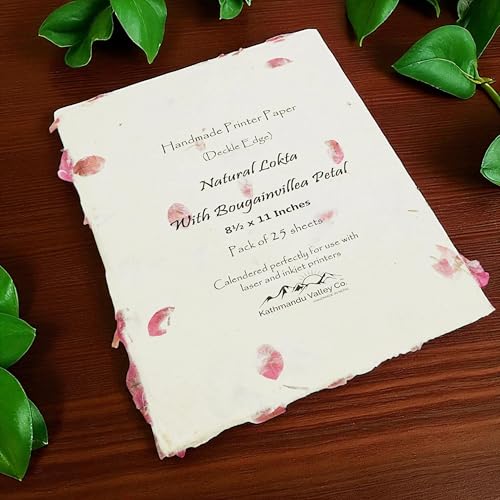 Handmade Lokta Deckle-Edge Printer Paper 8.5x11 (25 Sheets, Bougainvillea) - color: Bougainvillea