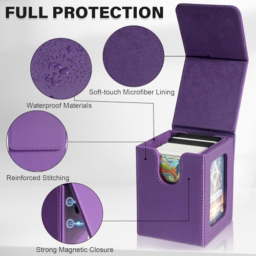 Card Deck Box for MTG Commander, Deck Case Holds 100 Double-Sleeved Cards - color: Purple, size: 1 Box