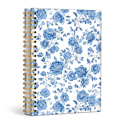 Enkvke Blue Floral Notebook for Women A5, Chinoiserie Floral Notebook - color: Floral-Blue Chinoiserie-A5