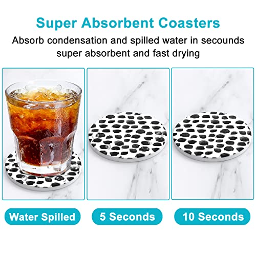 Coasters for Drinks, Set of 6 Cute Absorbent Ceramic Drink Coasters - color: Milk Dots