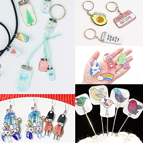 Benvo 157 Pcs Heat Shrink Plastic Sheet Kit Shrinky Art Film Paper 20 Pcs with 135 Pcs Keychains Accessory Ear Hooks Chain Beads Lobster Clasps and Hole Punch, Tweezer for Creative DIY Handmade Craft - size: 157 PCS A5 Shrink Paper with Accessory