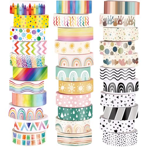 TaoBary 33 Rolls Washi Tape Set, 15mm Holiday Seasonal,Rainbow Style - style: Rainbow Style