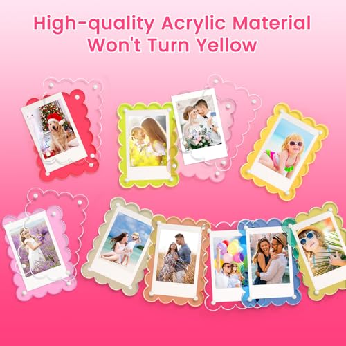 10 Pack Acrylic Fridge Magnetic Frame for Polaroid, 2.36x3.54 In Mini Picture Frames Colorful for Fujifilm Instax Mini, 2 Sided Photo Refrigerator Magnet Picture Display Clear Frame Petal - color: Colorful, size: 10 Pack