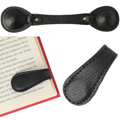 Leather Weighted Bookmarks Page Holder for Women Men, Magnetic Bookmarks for Reading, Book Accessories Gift for Book Lovers Teachers Writers Authors Poets (Black) - color: Bm11+bph03-black