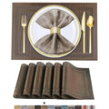 BETEAM Placemats Set of 8, Woven Vinyl Place Mats for Dining Table, Brown - color: Brown, size: 8 Pcs