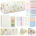 Bible Study Supplies Journaling Kit with Pen Cas, Tabs, Notebook and No Bleed Highlighter, Aesthetic Book Annotation Kit, Christian Gifts for Women Grils Friends(Spliced Flower) - color: Spliced Flower