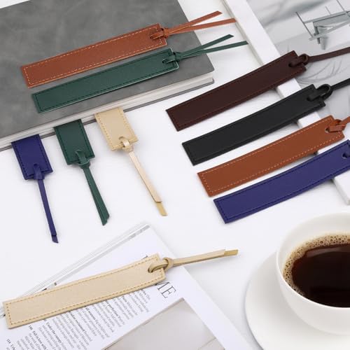 12 Pcs Leather Bookmark with Leather Rope Tassel Bookmarks for Men - size: 12 Pcs