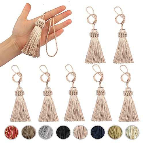 8PCS Tassel Key Colorful Tassel for Cord Loop,Handmade Tassels - color: Beige