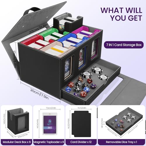Commander Deck Box, 6 Modular MTG Card Storage Case with Dice Tray - color: Multicolored, size: 7-IN-1 Standard