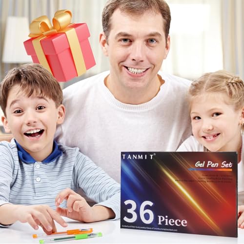 TANMIT 36 Colors Gel Pens Set for Adult Coloring Books with 40% More Ink