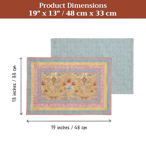 Maison d' Hermine Placemats Set of 4 Reusable 100% Cotton (13"x19") - color: 001 - Marquise, size: 13" X 19" (Pack of 4)