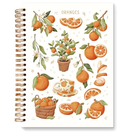 JXREQ Orange Fruit Notebook Journal for Women Diary Writing, Oranges Journaling Notebooks for Note Taking, School Office Supplies, Summer Fruit Spiral Notebooks 5.5x8.3 - color: Fruit 8