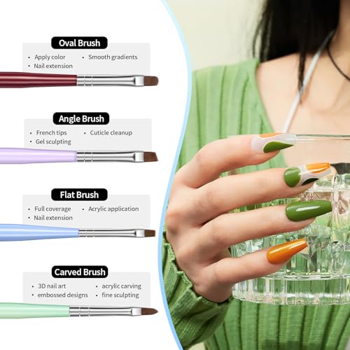 Modelones Nail Art Brushes, Gel Polish Liner Clean up Carving Dotting Tools