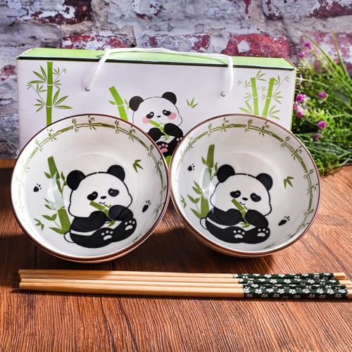Ceramic Rice Bowl with Chopstick Set of 2, 4.45‘’ Porcelain Small Bowls - style: XM2
