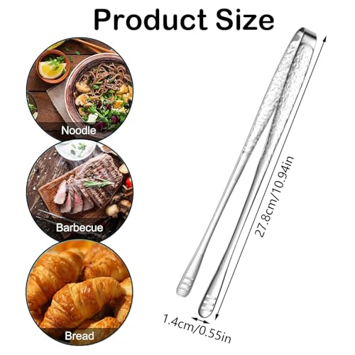 4 Pieces 11 Inches Korean BBQ Tongs Stainless Steel Grill Kitchen Food Tongs Tweezers Cooking Clamp Tool for Salad, Fish, Steak, Barbecue, Buffet, Meat