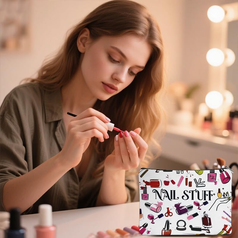 ShiQiao Spl Nail Stuff Manicure Organiser Bag for Women Christmas Birthday Gifts for Girls Nail Polish Tool Accessories Organiser Pouch for Manicurist Manicure Tool Storage Makeup Bag Pouches