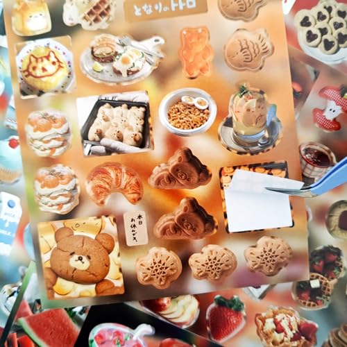 500+ Japanese Stickers Book for Scrapbooking Supplies,20 Sheets Food Theme Kawaii Japanese Stickers Book for Bullet Journaling,Junk Journal,Notebook,Planner,Calandar(Treasury of Culinary Time2) - color: Bliss
