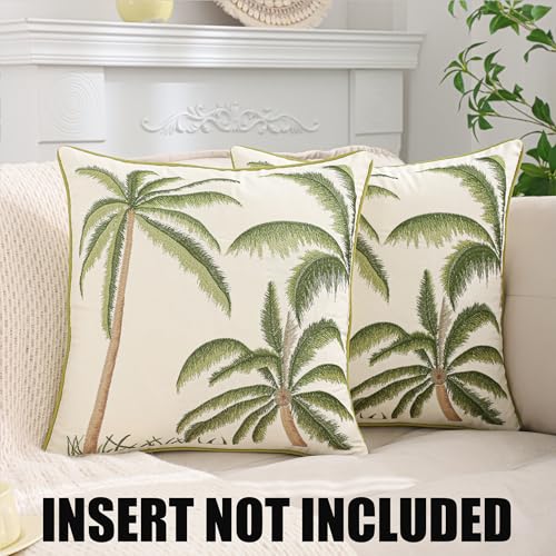 Green Palm Tree Throw Pillow Covers 18x18 Inch Set of 2 - color: A-green Palm Tree